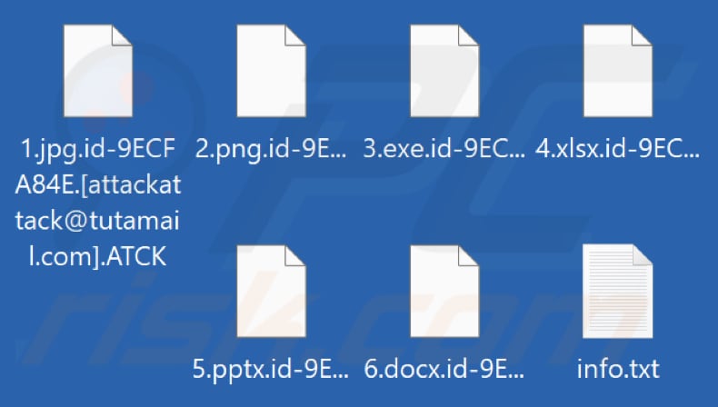 Ficheiros encriptados pelo ransomware ATCK (extensão .ATCK)
