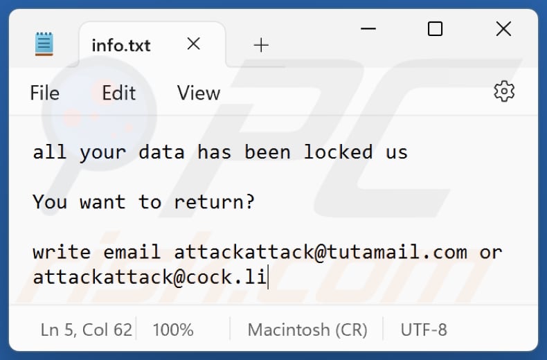 ATCK ficheiro de texto de ransomware (info.txt)