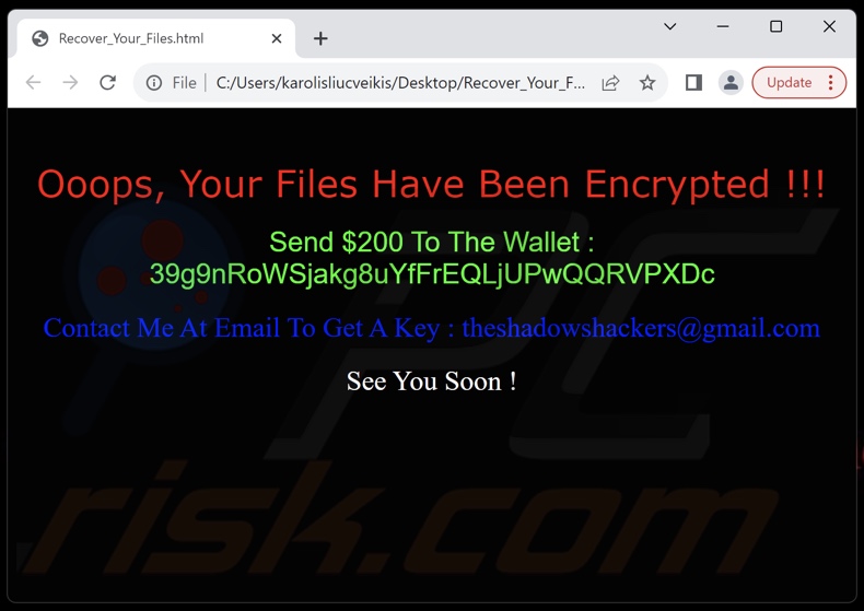 BlackSkull ransomware ficheiro de texto (Recover_Your_Files.html)