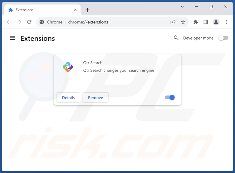 Remoção das extensões do Google Chrome relacionadas com qtrserach.com
