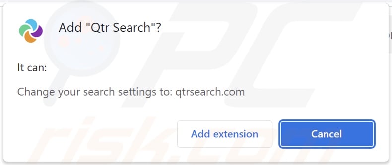 Sequestrador de navegador Qtr Search a pedir permissões