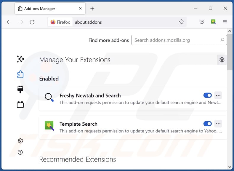 Remoção das extensões do Mozilla Firefox relacionadas com o sysredirector.com