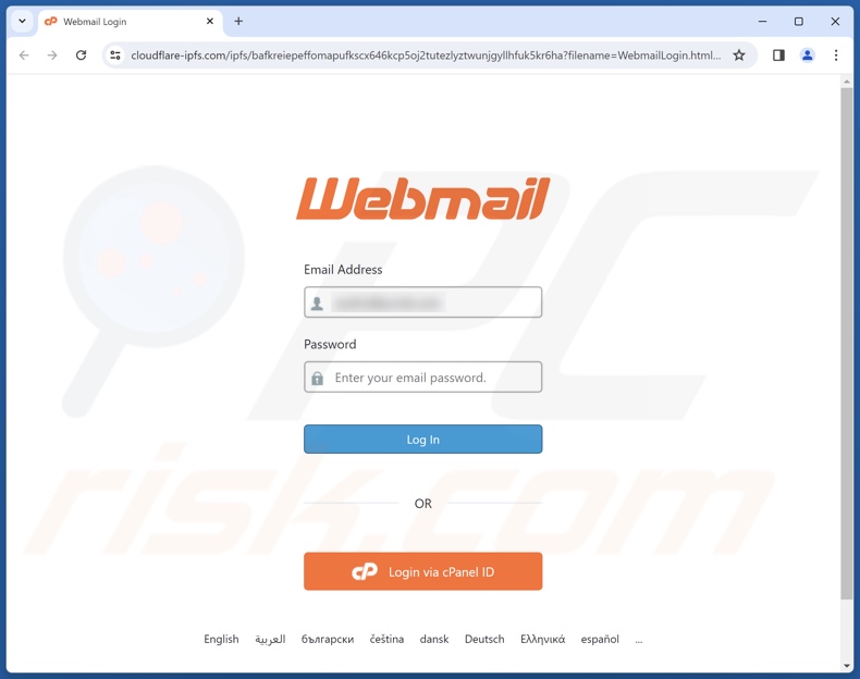 Your Password Changed e-mail fraudulento promovido site de phishing