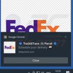 Notificação de publicidade do navegador da fraude FedEx PACKAGE WAITING 1