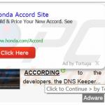 Navegador de Internet Tortuga fraudulento a gerar anúncios intrusivos (exemplo 1)