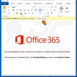 Documento fraudulento do Microsoft Office que distribui vírus por meio de comandos de macro (exemplo 3)