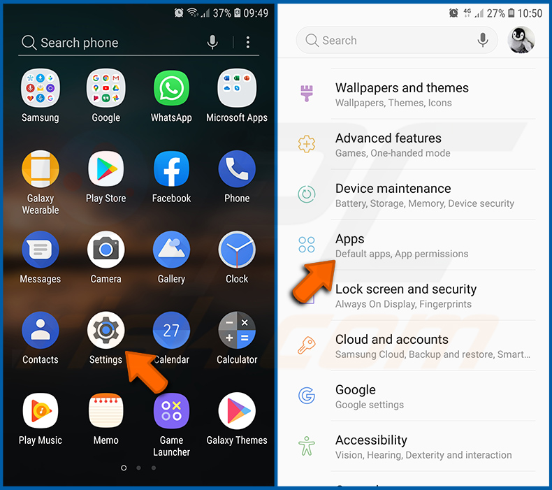Removing unwanted/malicious applications from the Android operating system (step 1)