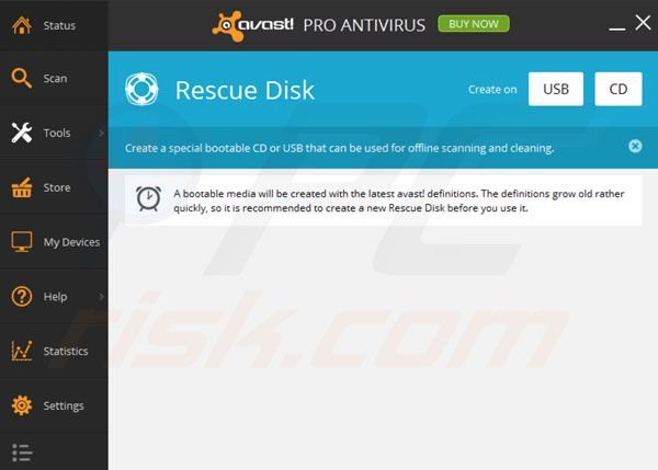  Disco de recuperação avast! Pro Antivirus 2014