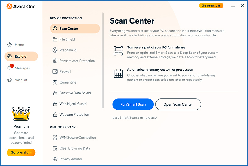 recurso de verificação de Avast One