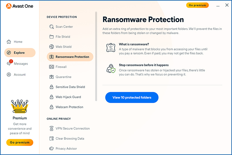 ransomware  de proteção Avast One