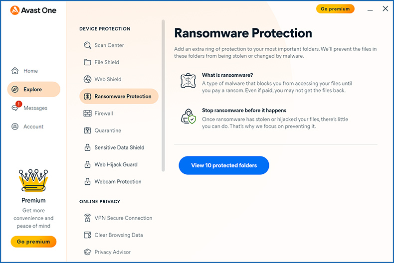 ransomware  de proteção Avast One