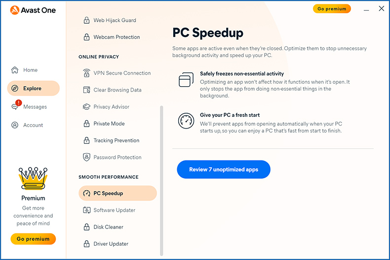 Avast One PC Speedup