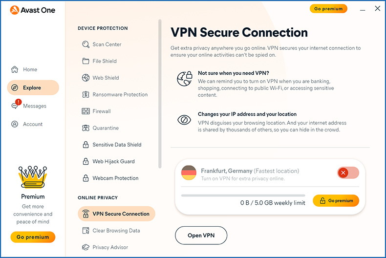 recurso VPN Avast One