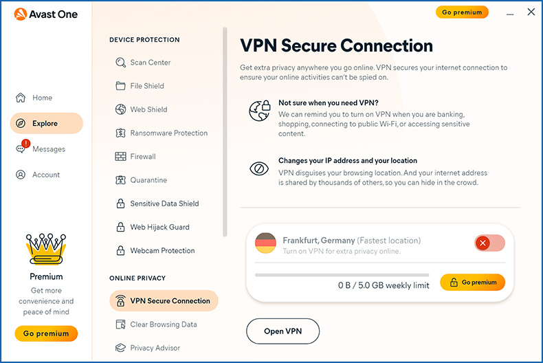 recurso VPN Avast One