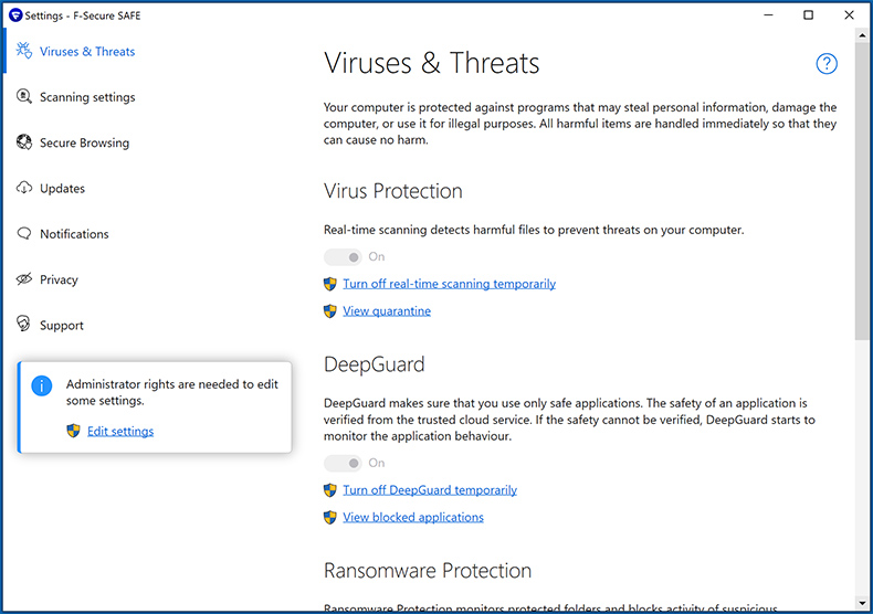 protecção contra vírus e ameaças Anti-Vírus F-Secure
