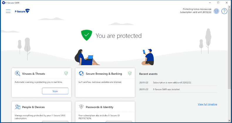 Aparência do Anti-Vírus F-Secure