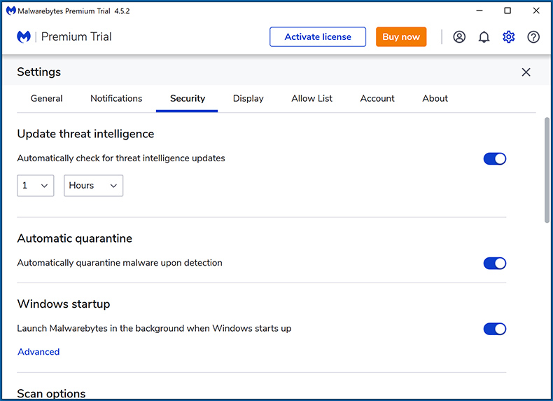 recursos de segurança de Malwarebytes Premium