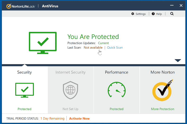 Aparência do Norton AntiVirus Plus (GIF)