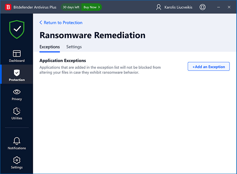 protecção ransomware Bitdefender Antivírus Plus