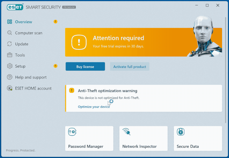 aparência ESET NOD32 Antivírus