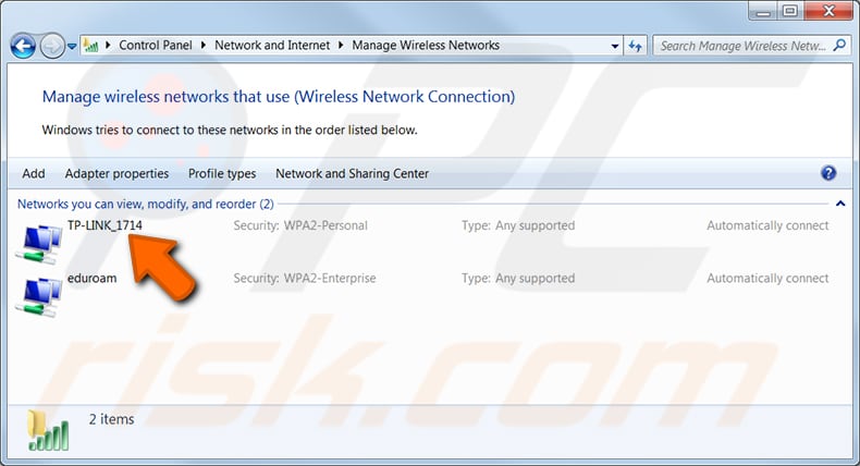 encontre a palavra-passe wi-fi de uma rede que ligou anteriormente no windows 7 passo 3