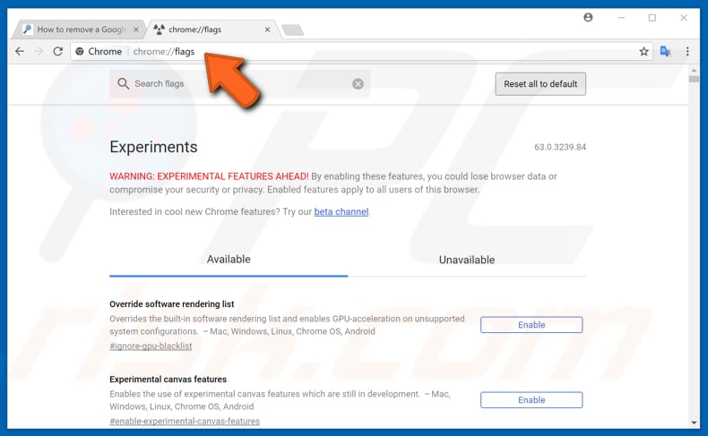 tornar o seu google chrome mais rápido com características experimentais passo 1