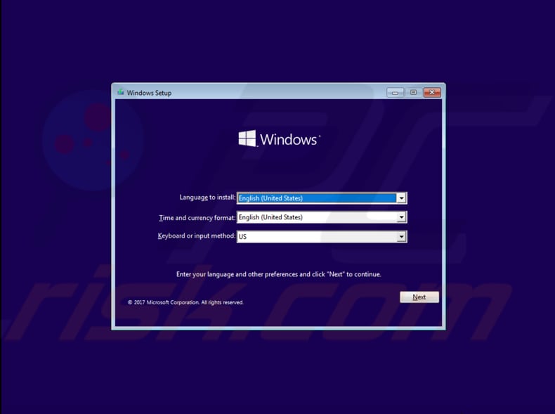 como redefinir a palavra-passe do Windows 10 com o Windows 10 instalar o disco a usar a passo de prompt de comando 1 