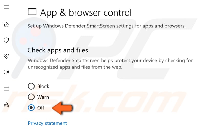 desactivar as janelas SmartScreen passo 2