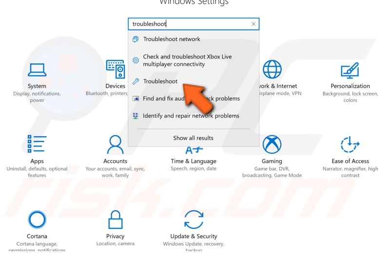 executar resolução de problemas do windows passo 1