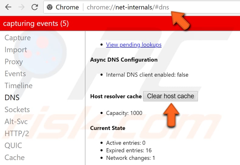 limpar a cache chrome host passo 2