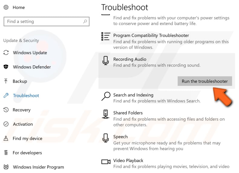 executar a resolução de problemas do windows passo 2