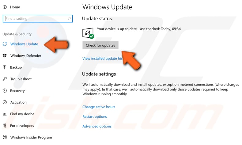 actualize o seu sistema operativo Windows passo 2
