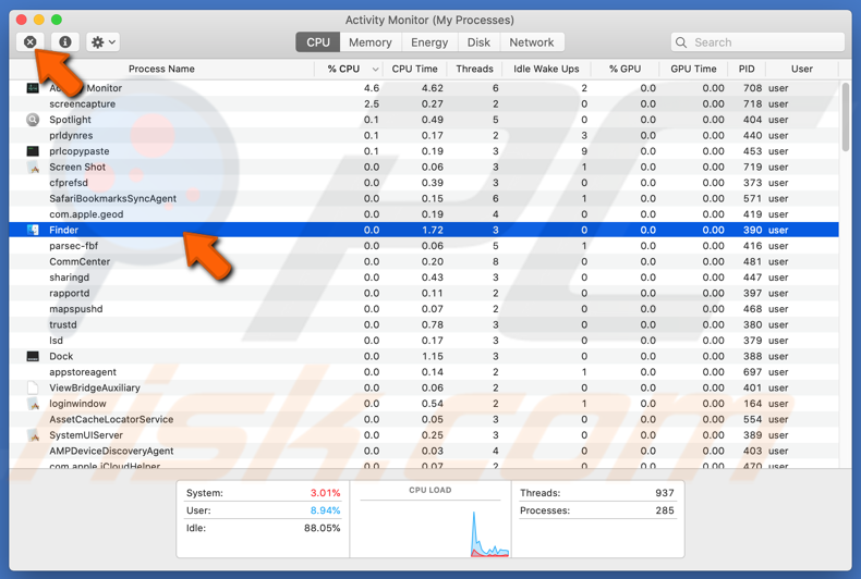 forçar-sair-finder-monitor-actividade