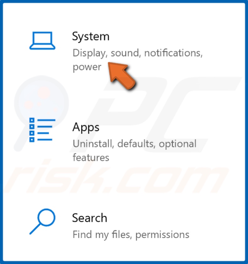 Ir para Configurações do sistema