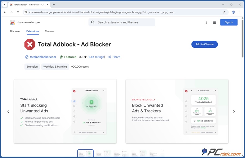 Total AdBlock extension in Chrome