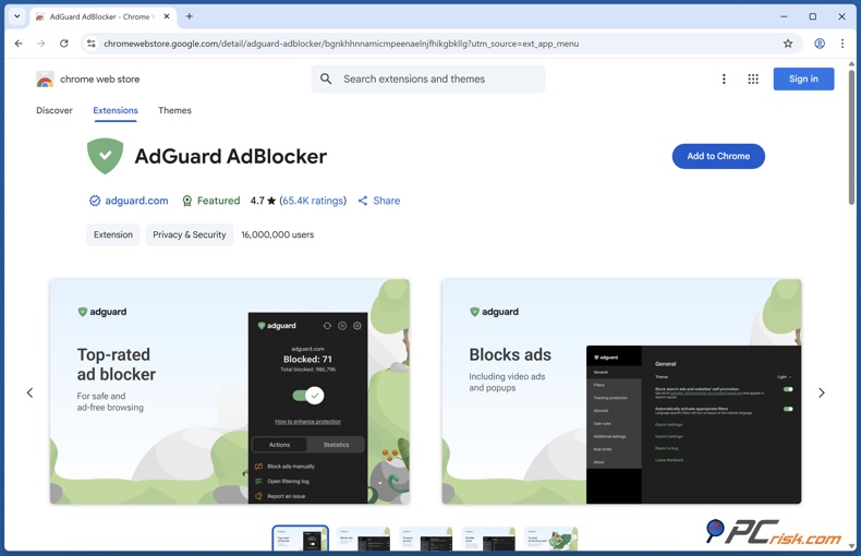 Extensão do AdGuard para o navegador Chrome
