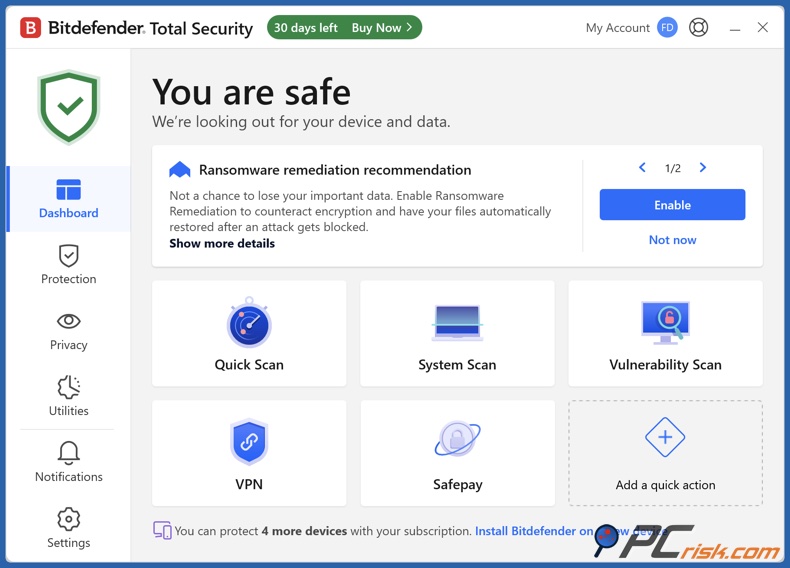 Painel da Bitdefender