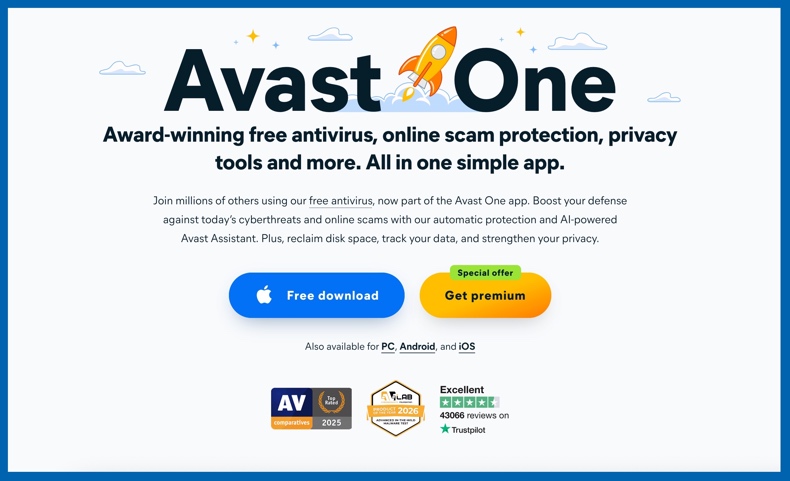 Página inicial do Avast