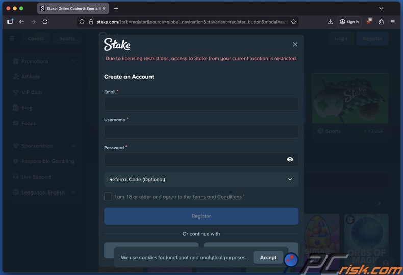 Stake restrito na sua região