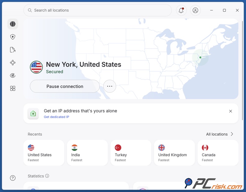 Painel do NordVPN