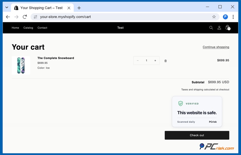 Selo de confiança no carrinho da Shopify
