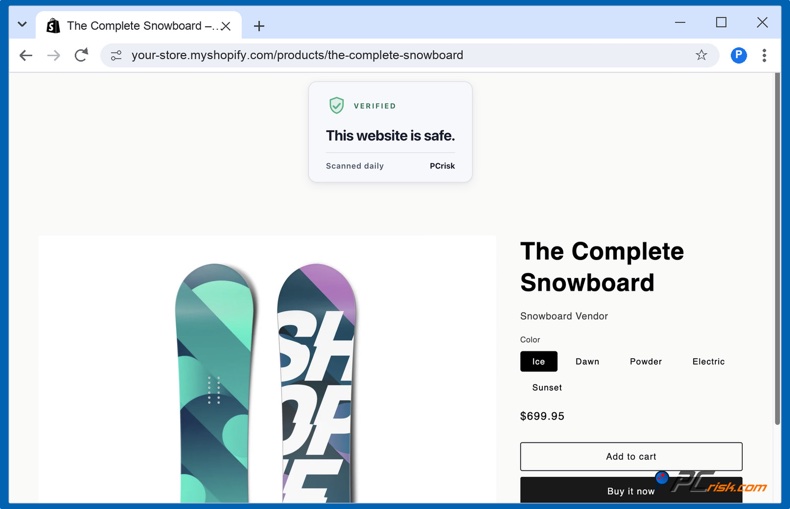 Selo de confiança na página de produto da Shopify
