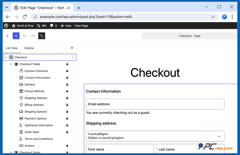 Bloco de checkout do WooCommerce