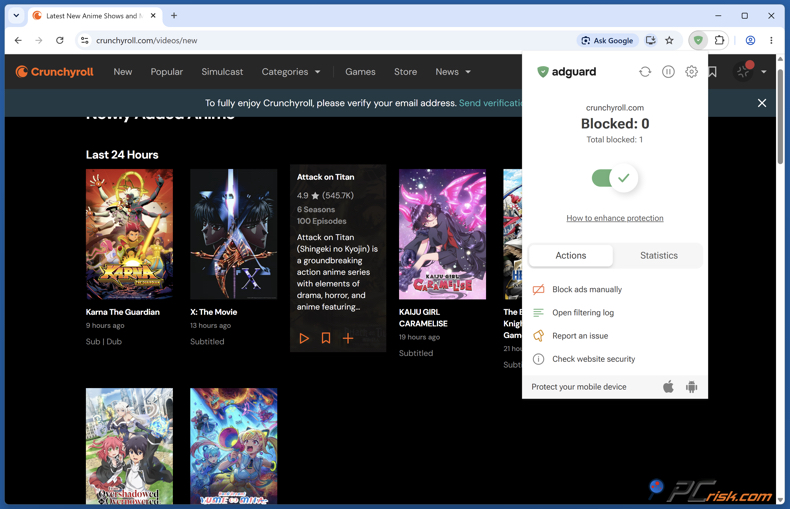 Crunchyroll com AdGuard
