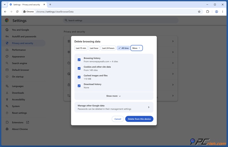 Limpe os cookies e cache do navegador para contornar paywalls