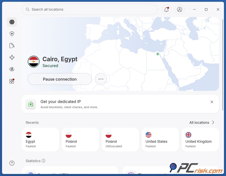 NordVPN ligada ao Egito