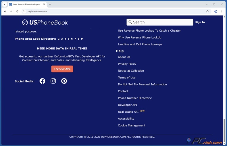 USPhoneBook Do Not Sell My Personal Information