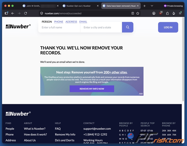 Cancelamento de subscrição do Nuwber 7