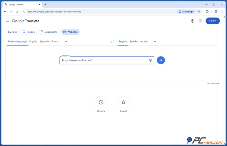 Aceder a um site através do Google Translate