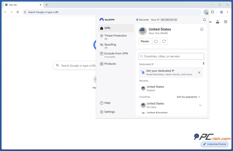 Extensão do NordVPN para Chrome